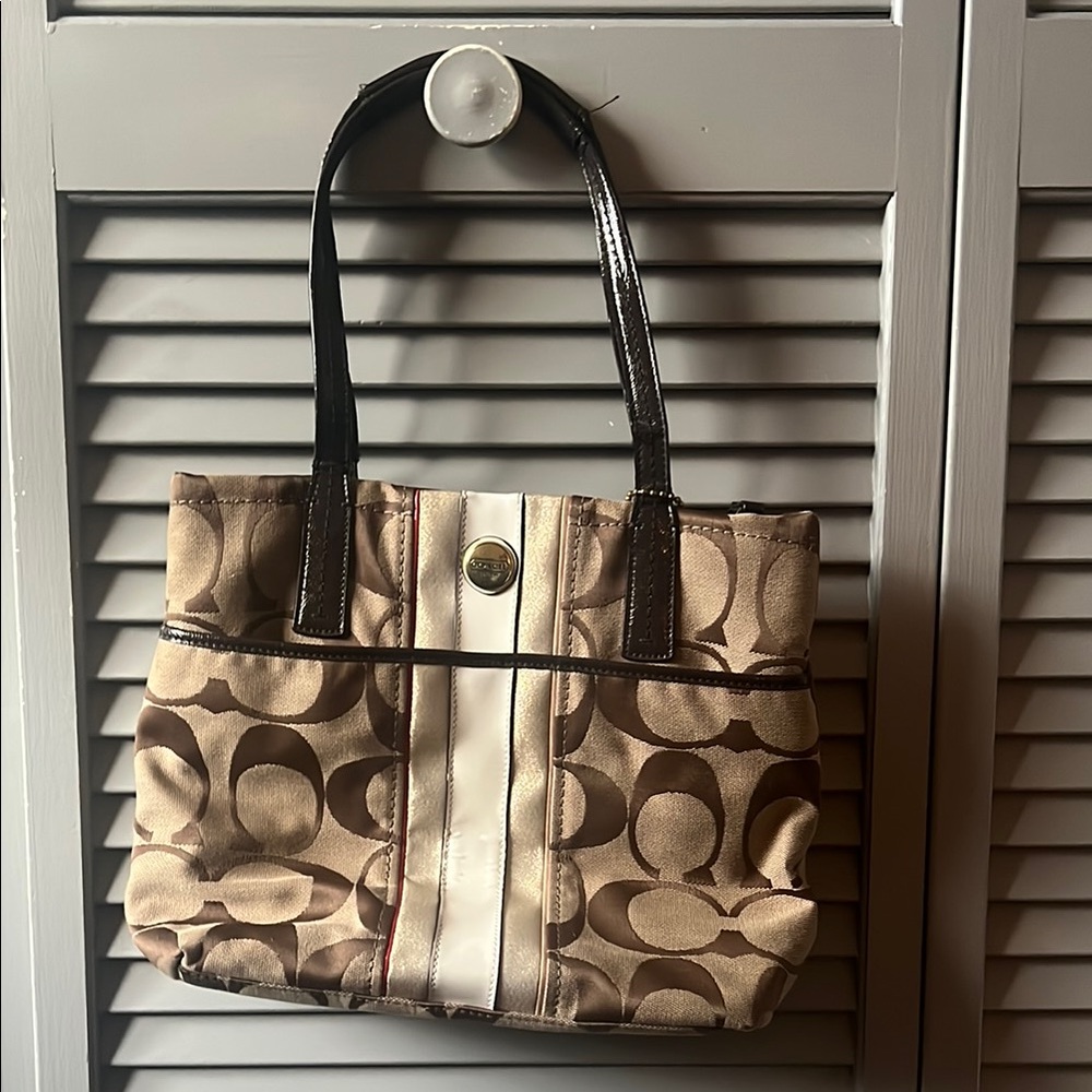 Coach Brown and Cream Monogram Tote